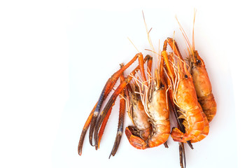 Grilled shrimp isolated on white background