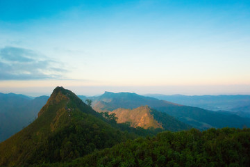 Obraz premium Mountain valley during sunrise. Natural landscape