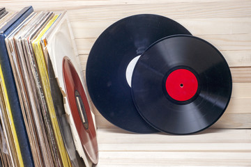 Vinyl record. Copy space for text.