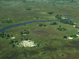 Flight over Okavango Delta in rainy season