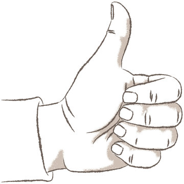 Thumbs Up, retro. Vector illustration of a hand with thumbs up making the like gesture. Retro look illustration with a rough texture.