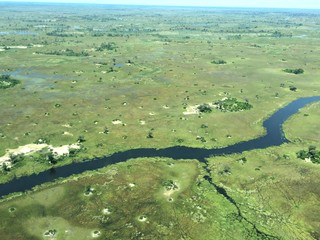 Flight over Okavango Delta in rainy season