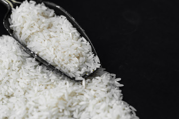 Rice on a black background