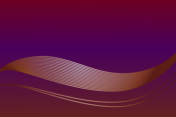Purple vector background with Golden waves