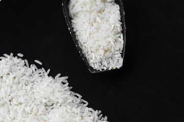 Rice on a black background