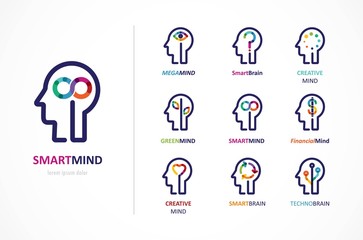 Brain, Creative mind, learning and design icon. Man head, people symbol