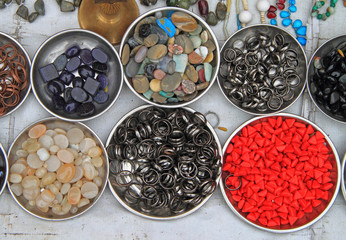 table with rings and amulets for selling