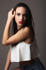 Fashion portrait of beautiful young woman