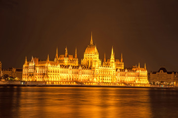 Fototapeta na wymiar The picturesque view of of the Parliament in Budapest, Hungary,