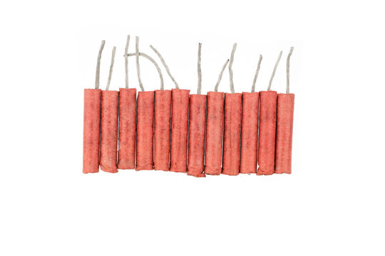 Red Firecrackers isolated on white background