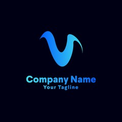 Abstract V letter logo design