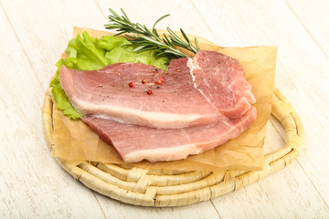 Raw pork steak