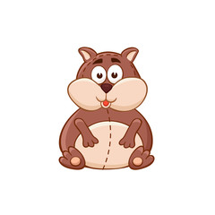 Cute cartoon animal. Stuffed hamster. Vector plush toy isolated on white background.