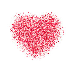 Vector heart of scattered red circles on white background. Valentines Day concept.