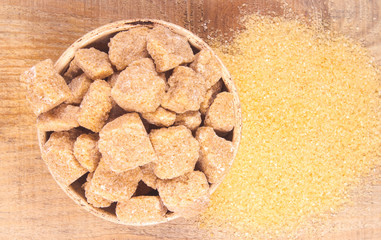 Cubes of sugar - brown sugar cane.