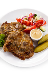 Grilled steaks and vegetables 