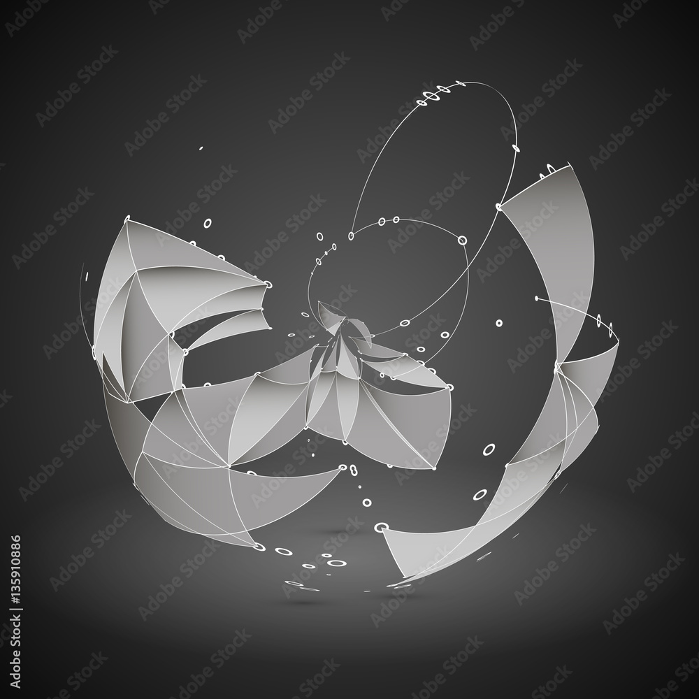 Poster abstract geometric polygonal shape. futuristic technology vector science background. connecting dots