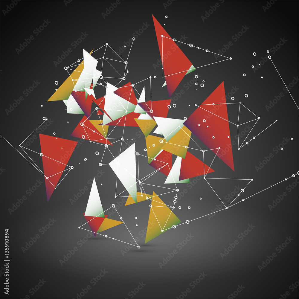 Poster abstract geometric polygonal shape. futuristic technology vector science background. connecting dots