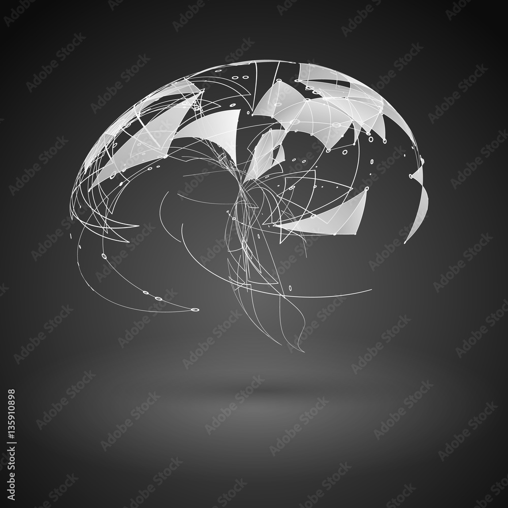 Poster abstract geometric polygonal shape. futuristic technology vector science background. connecting dots