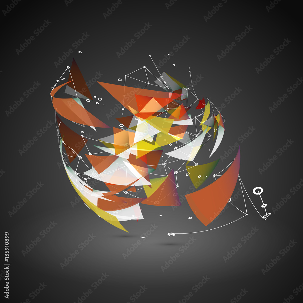 Poster abstract geometric polygonal shape. futuristic technology vector science background. connecting dots