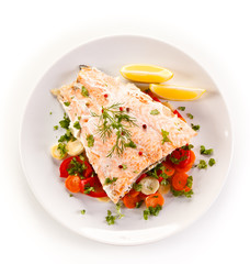 Roasted salmon and vegetables