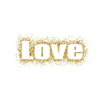 Vector illustration Valentine's Day greeting card gold design with typography 