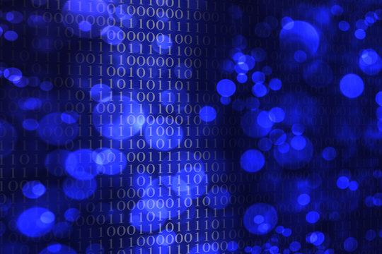 Blauer Bin&auml;r Code mit Bokeh - Futuristisch