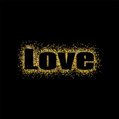 Vector illustration Valentine's Day greeting card gold design with typography 