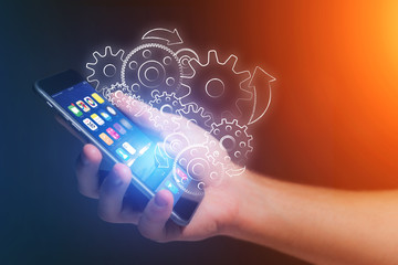 Concept of setting a technology interface with cogwheel - Gear w