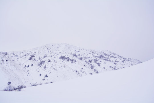 snowy mountain pass