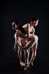 Naklejka premium Masterful athletes demonstrating their skills in the studio