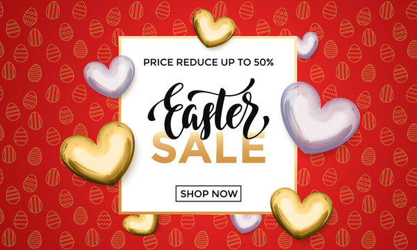 Easter sale gold heart glitter poster