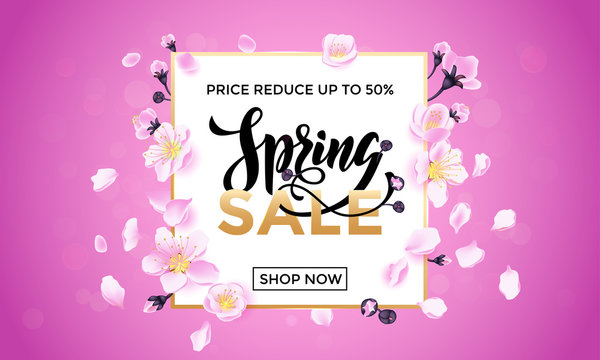 Spring sale flower vector poster