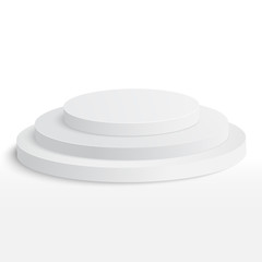 Round stage podium, pedestal isolated on white background