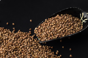 Buckwheat on a black background