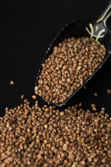 Buckwheat on a black background