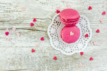 French macaroons delicious cookies for Valentine's Day.