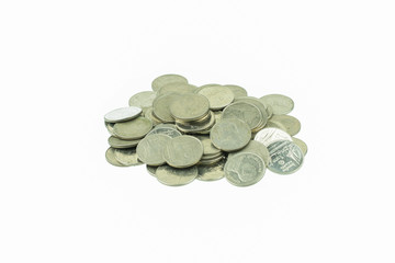 coins stacks isolated on white