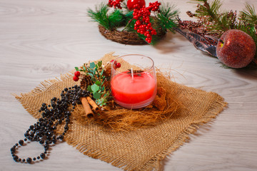 beautiful composition with a candle, and I for years against a white table
