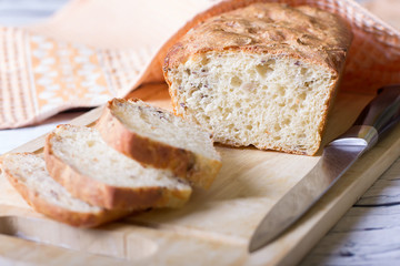 Wheat homemade fresh bread with seeds