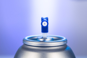 Aerosol spray cans nozzle closeup. Spray cans with shallow depth of field. Air freshener product...