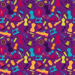 Obraz premium Seamless pattern with sewing accessories