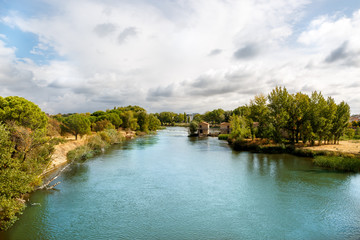 Beautiful view of the river Douro crossing the city of Zamora