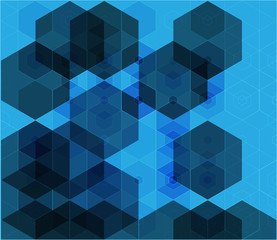 Obraz premium Vector blue background with dark hexagons