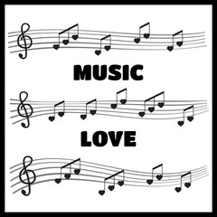 Musical notes and chords heart