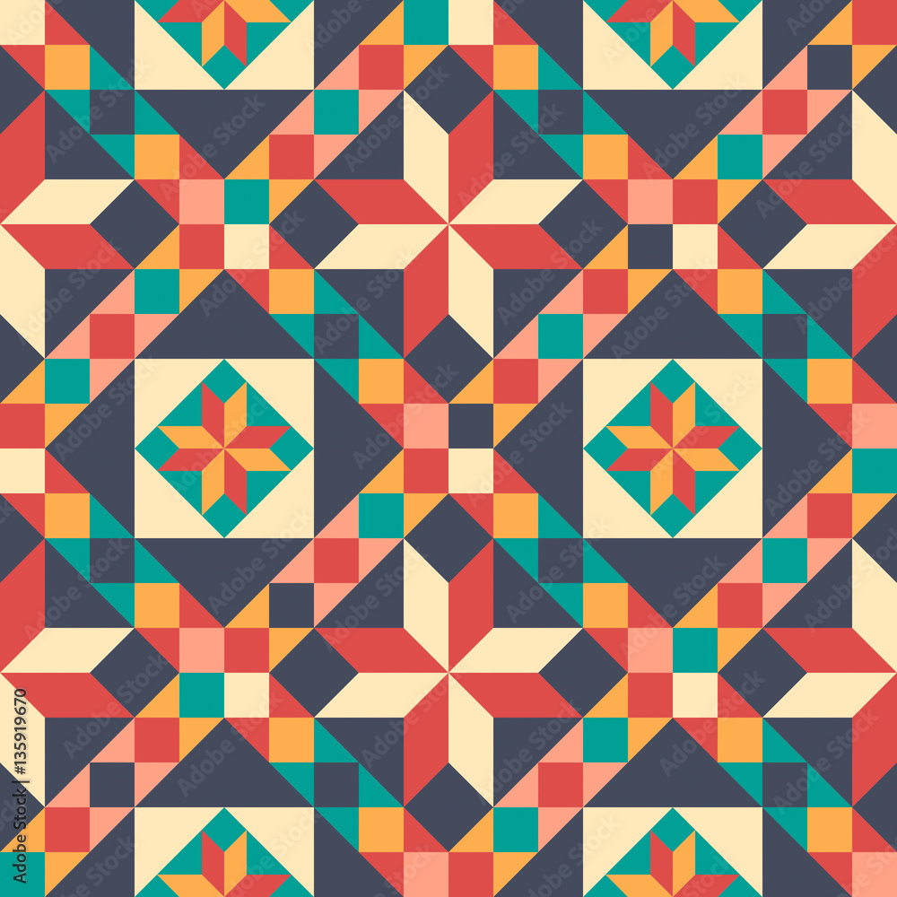 Wall mural seamless pattern in style of patchwork, vector.