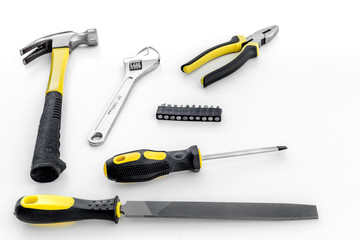 Tools for repairing top view on white background