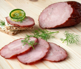 Smoked dry sausage with herbs