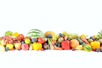 Rolgordijnen Ripe and tasty fruits and vegetables on a white background © 5second