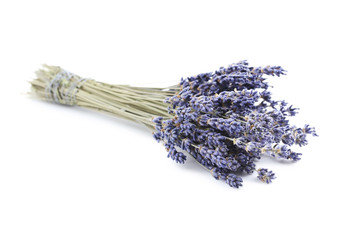 Bunch of lavender flowers isolated on a white